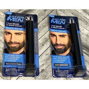 2 Just For Men 1-Day Beard & Brow Color Brown Black Temporary Dye